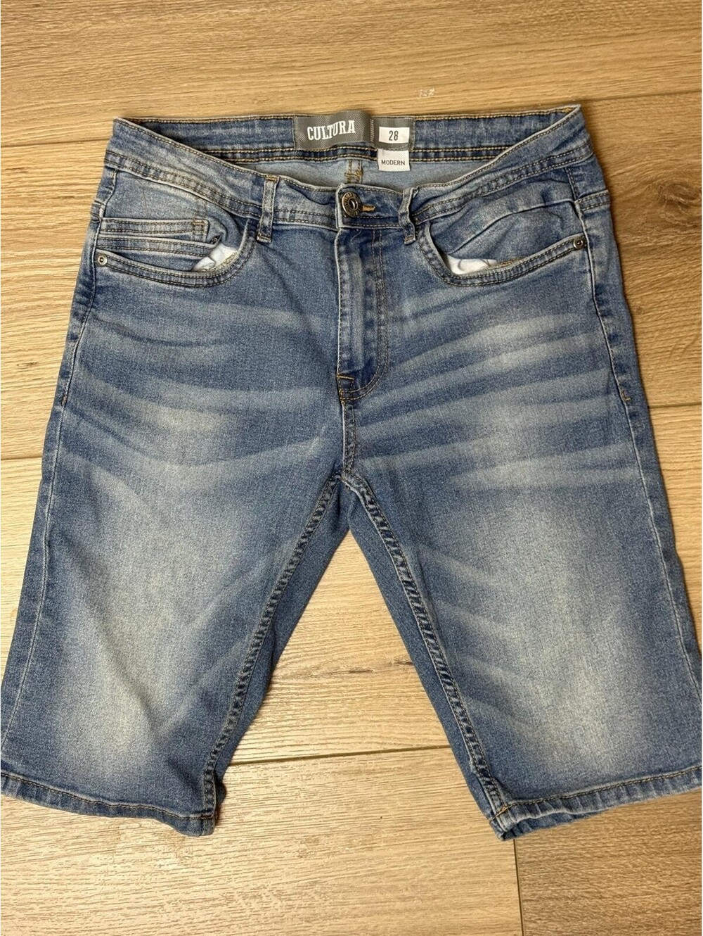 Cultura Shorts Mens 28 Blue Denim Bermuda Stretch Medium Wash Casual Summer